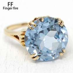 Simple Fashion Light Blue Diamond Female Romantic Engagement Ring Bride Princess Love Anniversary Gift Beach Party Jewelry