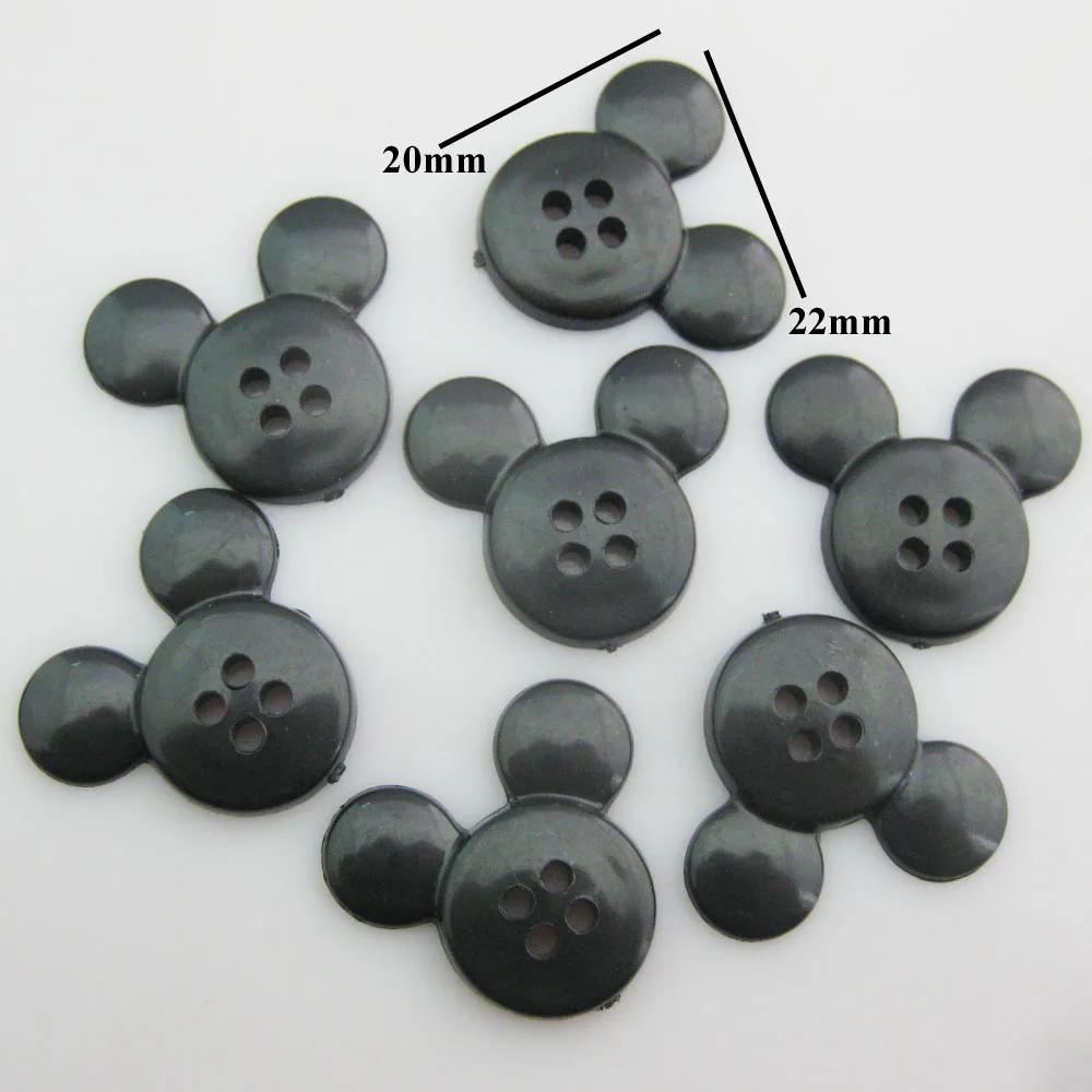 H099 Fashion Plastic Buttons Black Mickey Shape Cartoon Button 50Pcs Sewing Supplies