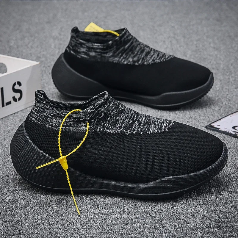 New Socks Shoes For Men Mesh Breathable Slip-on Loafers Brand Thick Sole Height Increase Casual Shoes Chaussure Homme sneaker