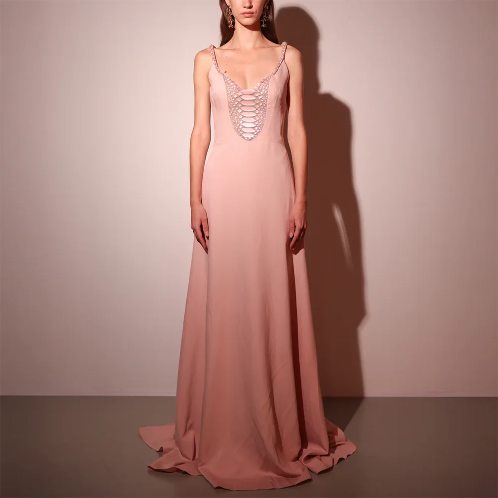 

Сексуальные вечерние платья без рукавов-спагетти с кристаллами для торжественных случаев, платья для выпускного вечера трапециевидной формы длиной до пола, платье для выпускного вечера по индивидуальному заказу 2026