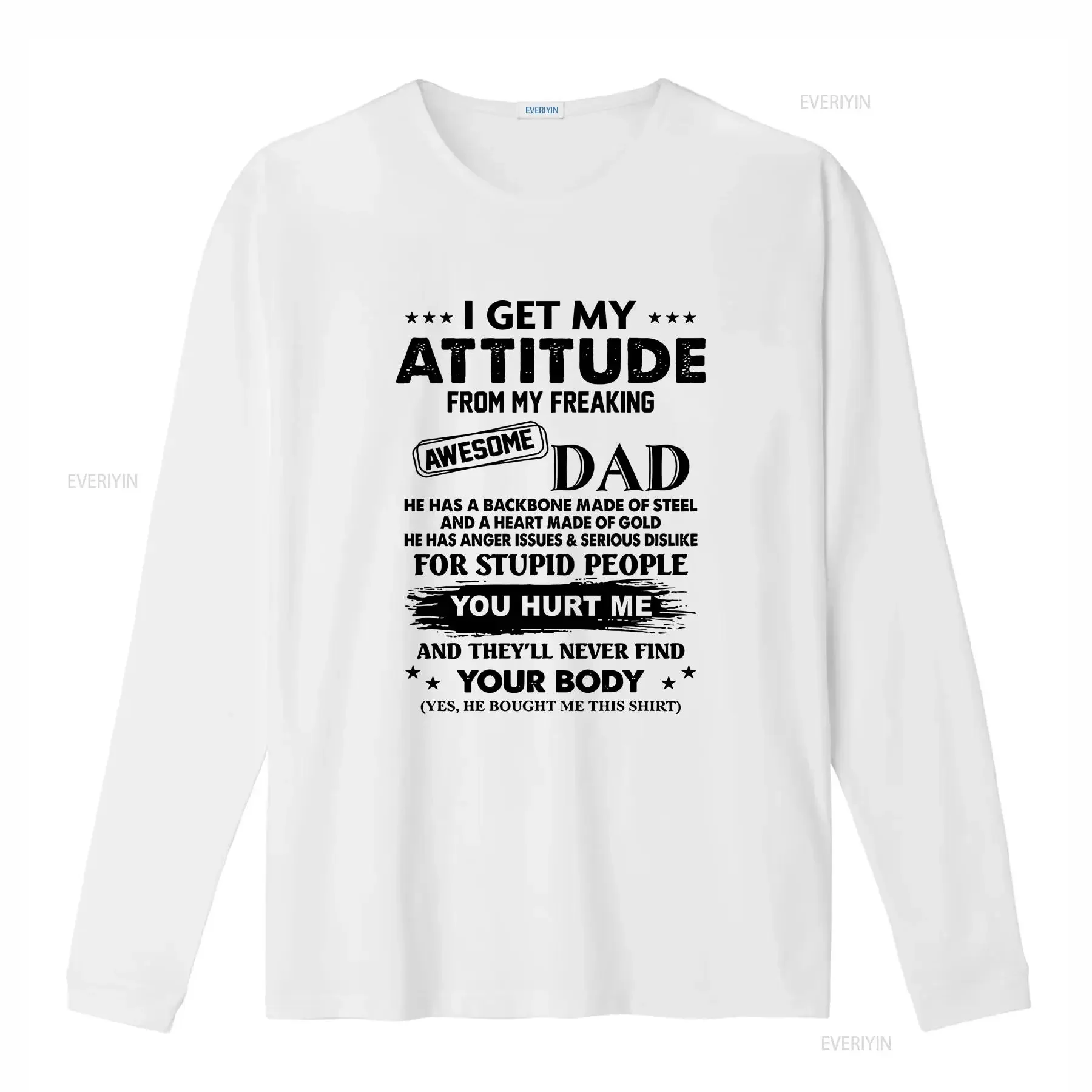Funny Daughter T Shirt I Get My Attitude From Freaking Awesome Dad vintage Washed designer clothes Unisex Stylish fashion homme