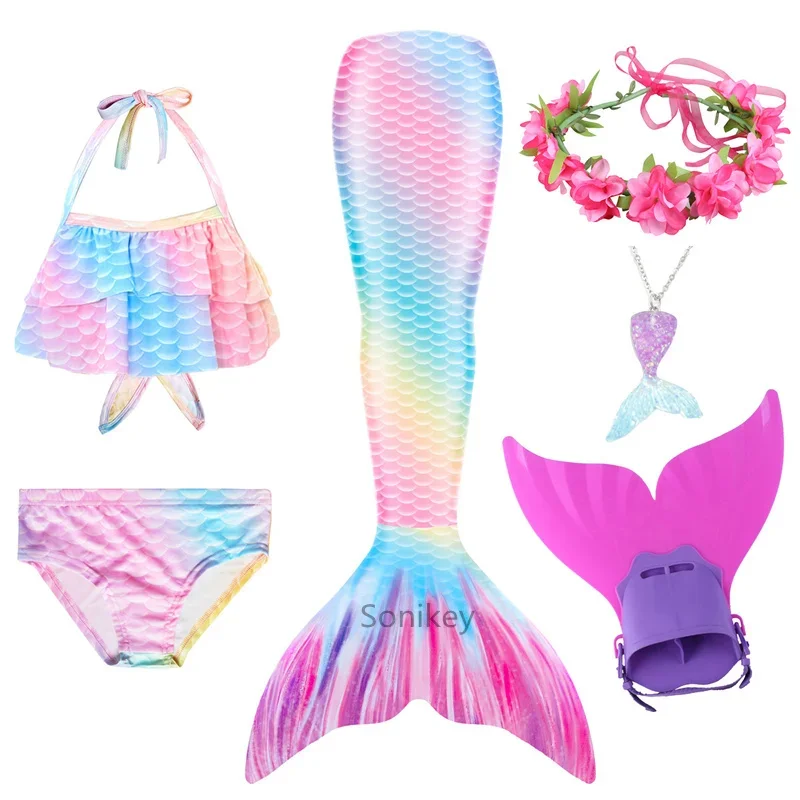 Meerjungfrau Schwanz Badeanzug für Mädchen Cosplay Kostüm für Kinder Halloween Bikini Schwimmen Mono flosse Kinder kleine Meerjungfrau Kostüme