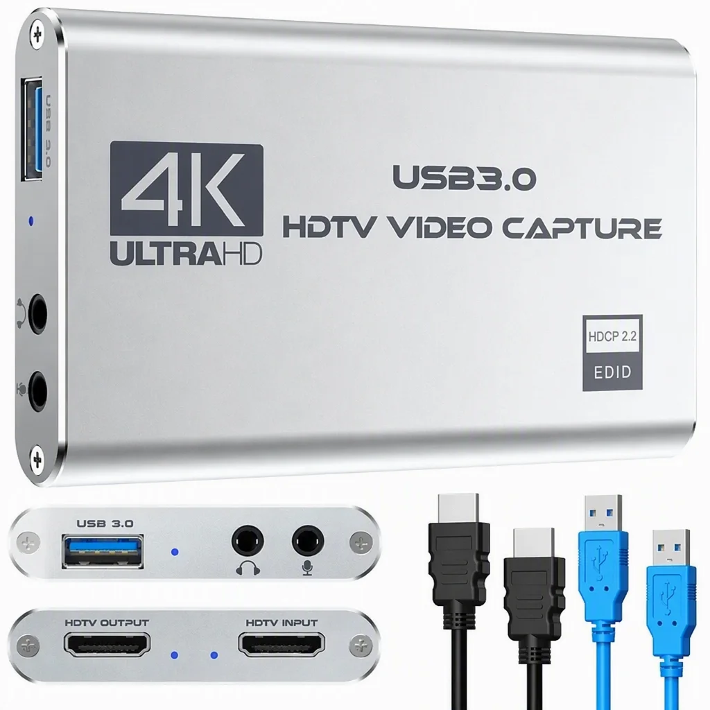 DIGITNOW 4K HDTV Capture Card for Streaming, Full HD 1080P 60FPS USB 3.0 Cam Link Game Audio Video Capture Card, Work with Camera/Switch/Xbox/PS4/PS5/PC/OBS (Black)