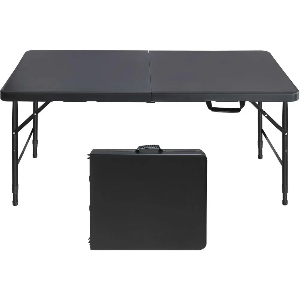 

4Ft Folding Table, Small Foldable Outdoor Design, Portable Picnic Table With Lock Adjustable Height