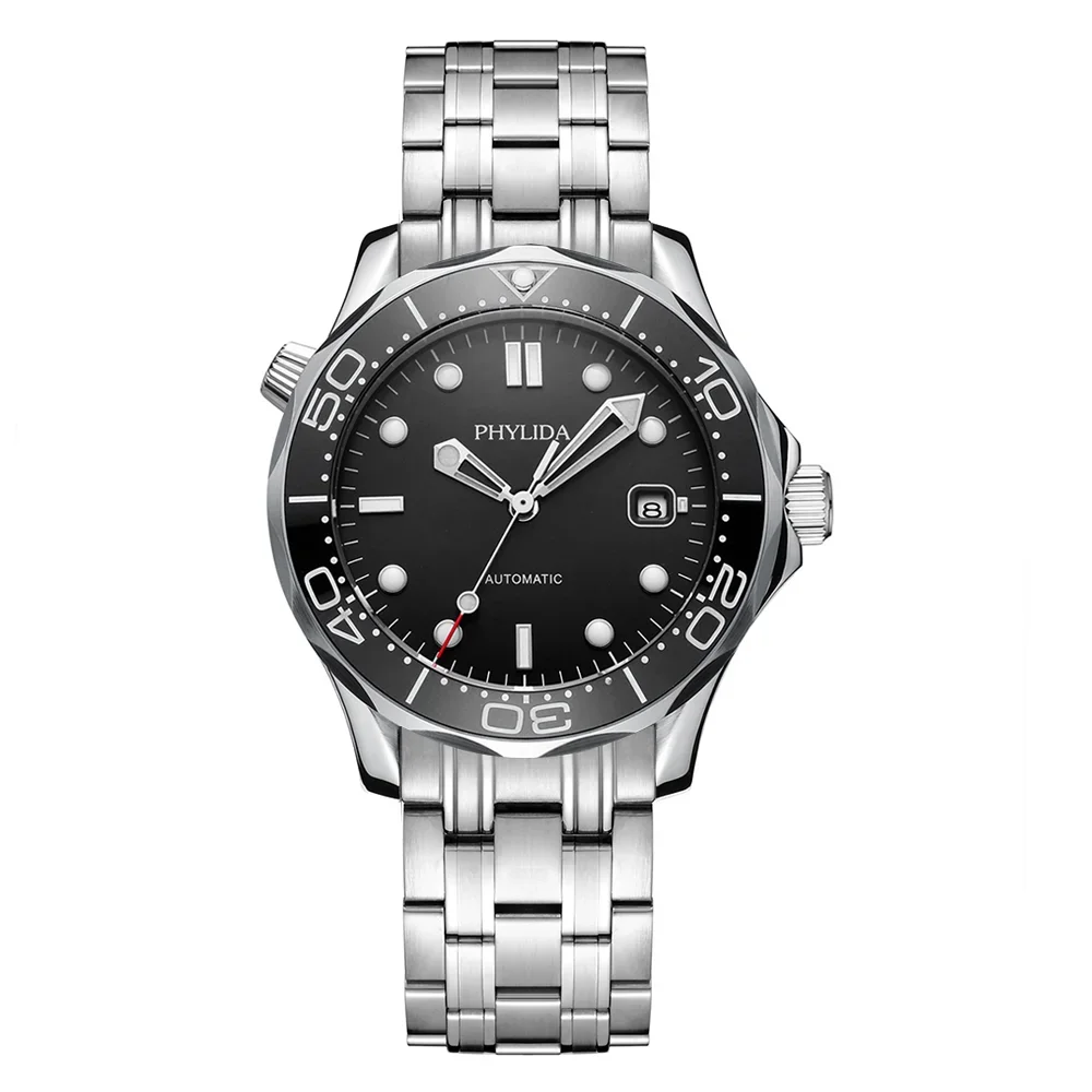 20BAR 200M Water Resistant Black JAPAN MIYOTA Mechanical Automatic Watch DIVER200M Style Sapphire Crystal Fully Lumed