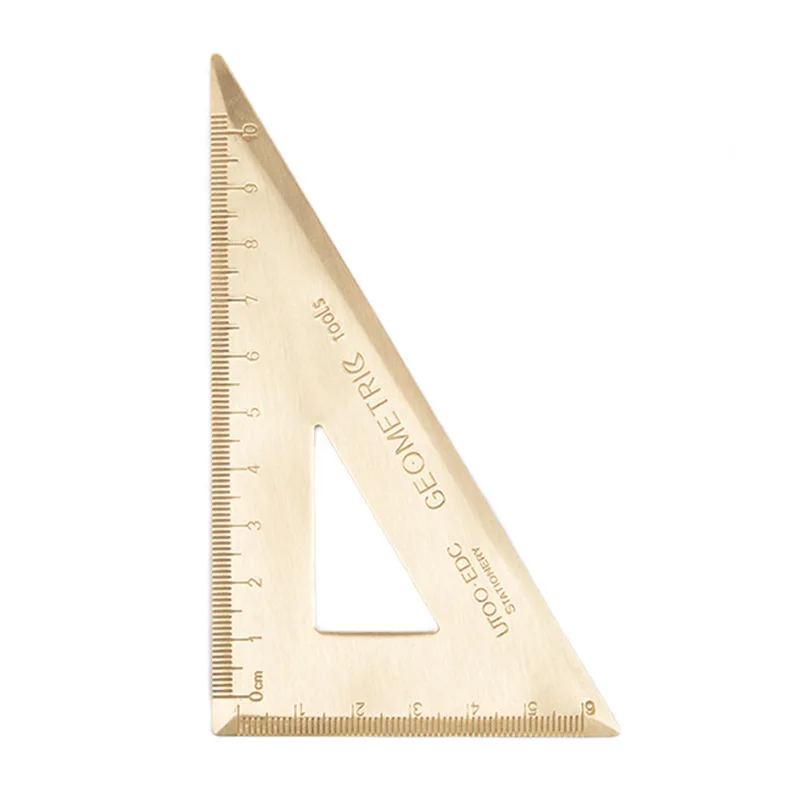 Brass Triangle Ruler Retro Semicircle Protractor Triangle Plate Drawing Copper Ruler Office School Supplies Drafting Tools