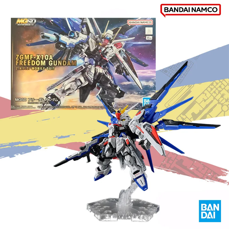 Bandai Original MGSD ZGMF-X10A Freedom Gundam Anime Action Figure Assembled Model Kit Robot Collection Toy Gift for Children Kid