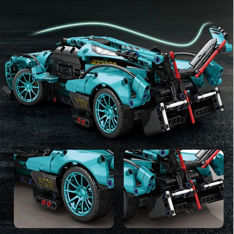 Rc Building Blocks Car Racing Technical V12 Lambo Super Speed Technik Sports Model Bricks Assembly Toys Boy Adult Kid Child Gift