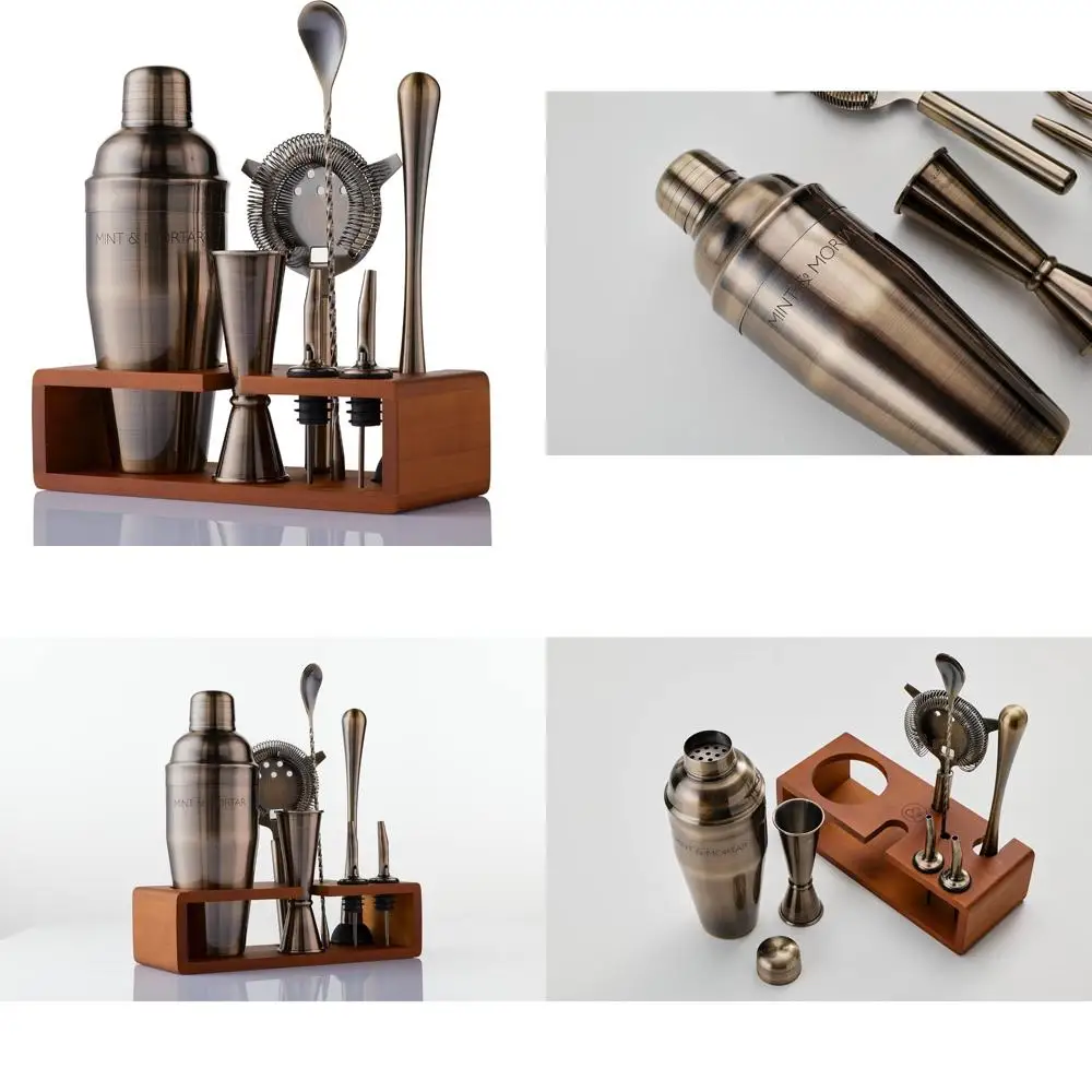 

7-Piece Stainless Steel Cocktail Shaker Set with Stand, 24oz Martini Mixing Kit for Home Bartending