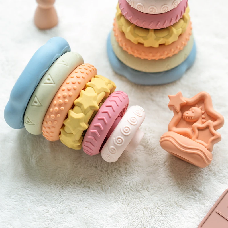 Stapeln, Nesting-Baby-Montessori-Spielzeug-Set, niedlicher Dinosaurier, Stapelturm, pädagogisches Lernspielzeug, Babys, Geschenk für Jungen und Mädchen