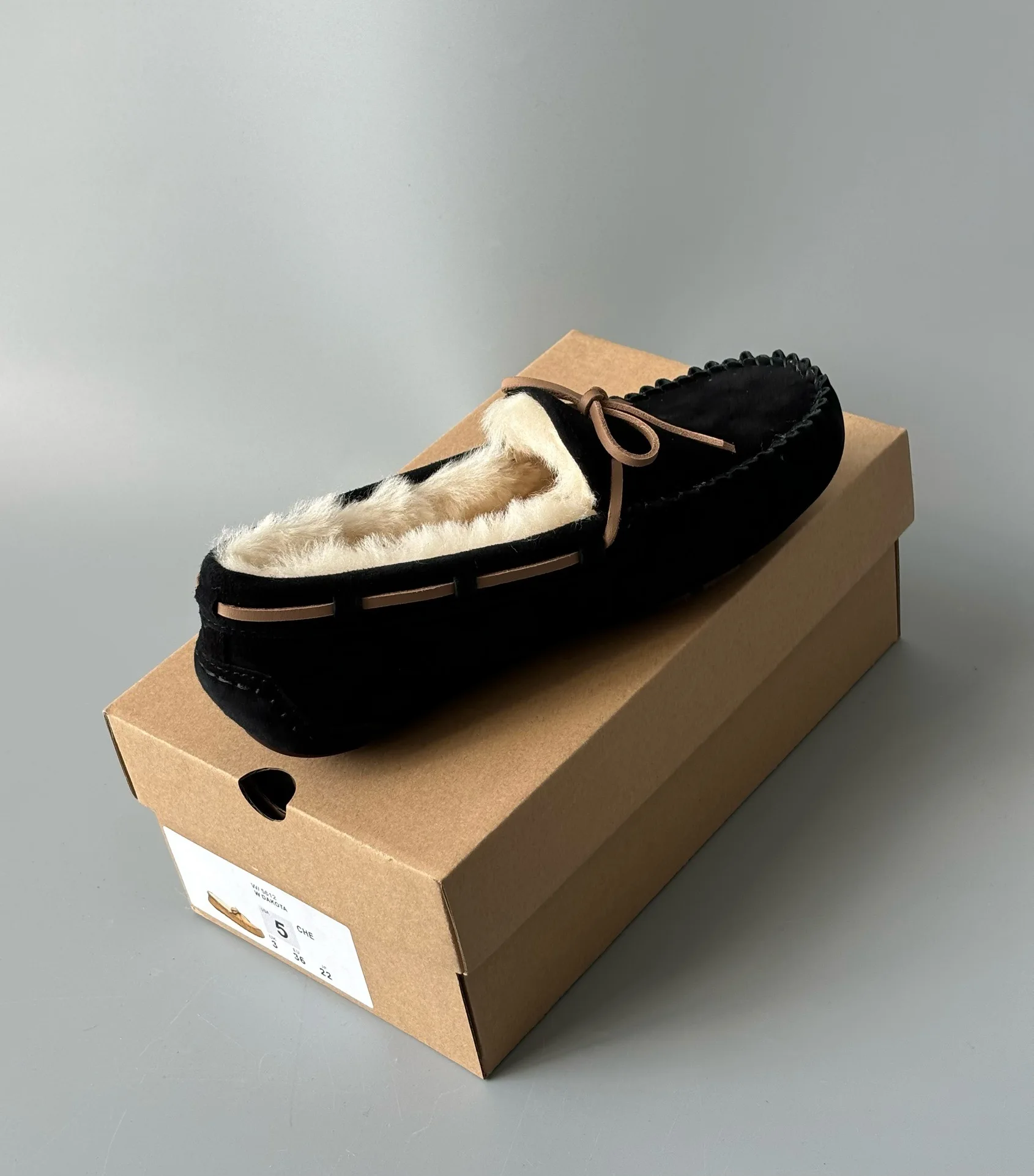 Dave&Di Australian Fur Integrated Suede Snow Shoes Women Bow Casual Commuting Slip-On Loafers Women Moccasin Shoes