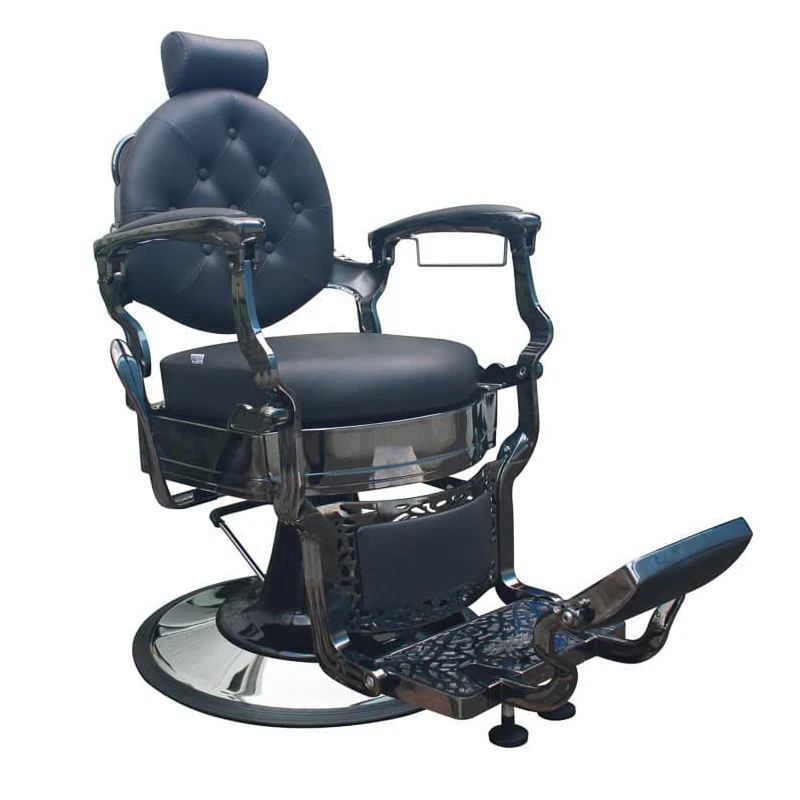 Vintage Barber Chair - Classic Black Salon Chair with Hydraulic Lift and Adjustable Recline