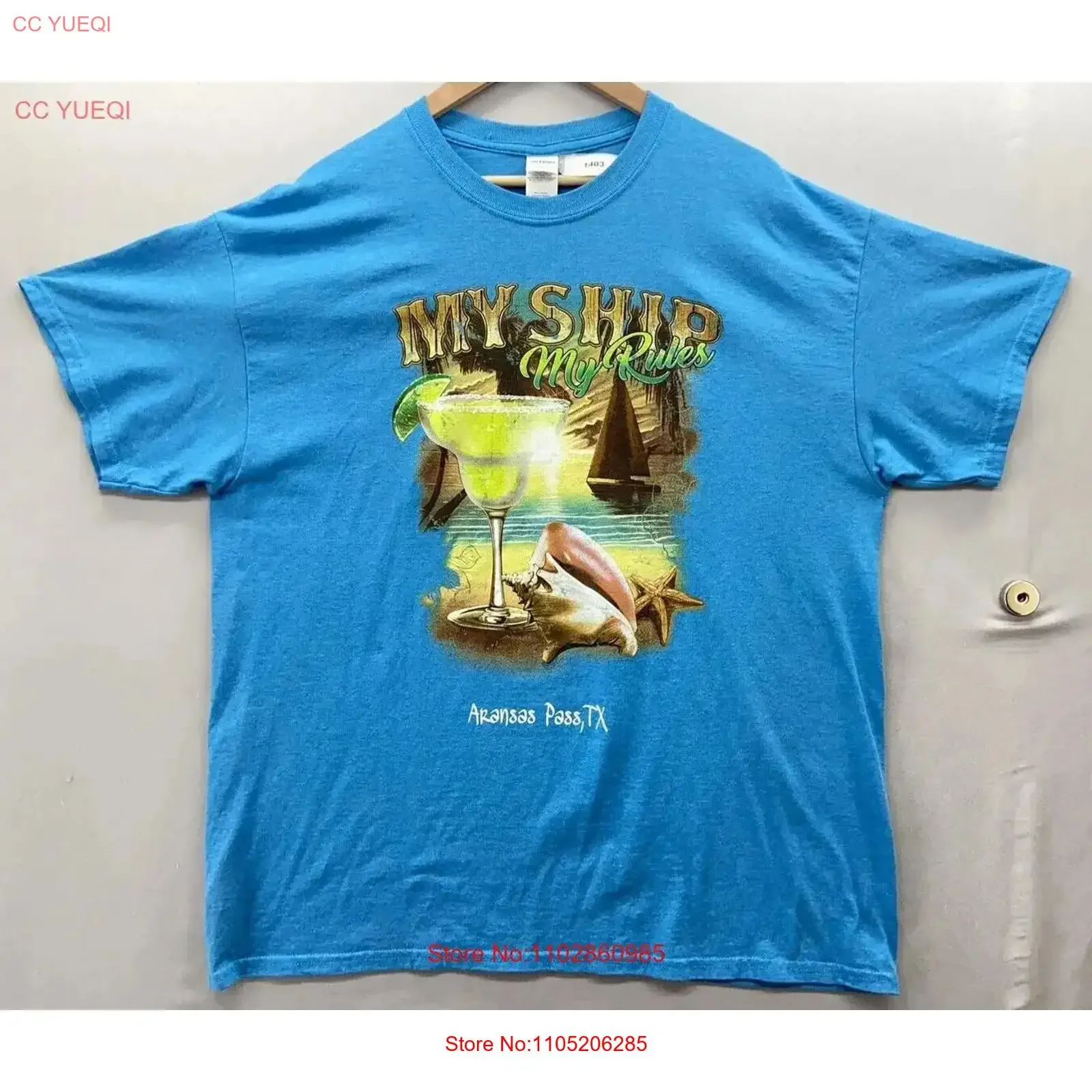 Camiseta para hombre Aransas Pass Texas Tourist XL pesca mi barco reglas azul playa vintage lavado cómodo homme estirado