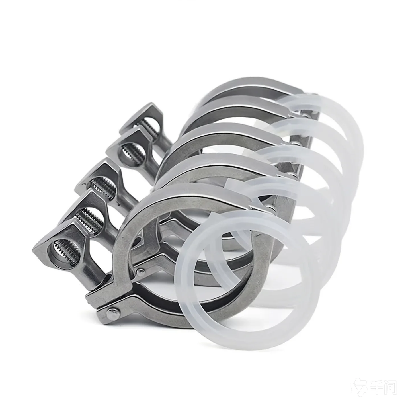 0.5' 1.5' 2' 3' 4' 50.5mm25.4mm34mm64mm91mm119mm SS304 Sanitary Stainless Steel Tri Ferrule Clamps Clover, With Silicone Gasket