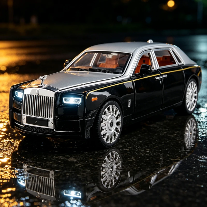 

1:20 Phantom Model Car Alloy Pull Back Toy Diecast Car with Sound and Light, Realistic Modeling Model Toy