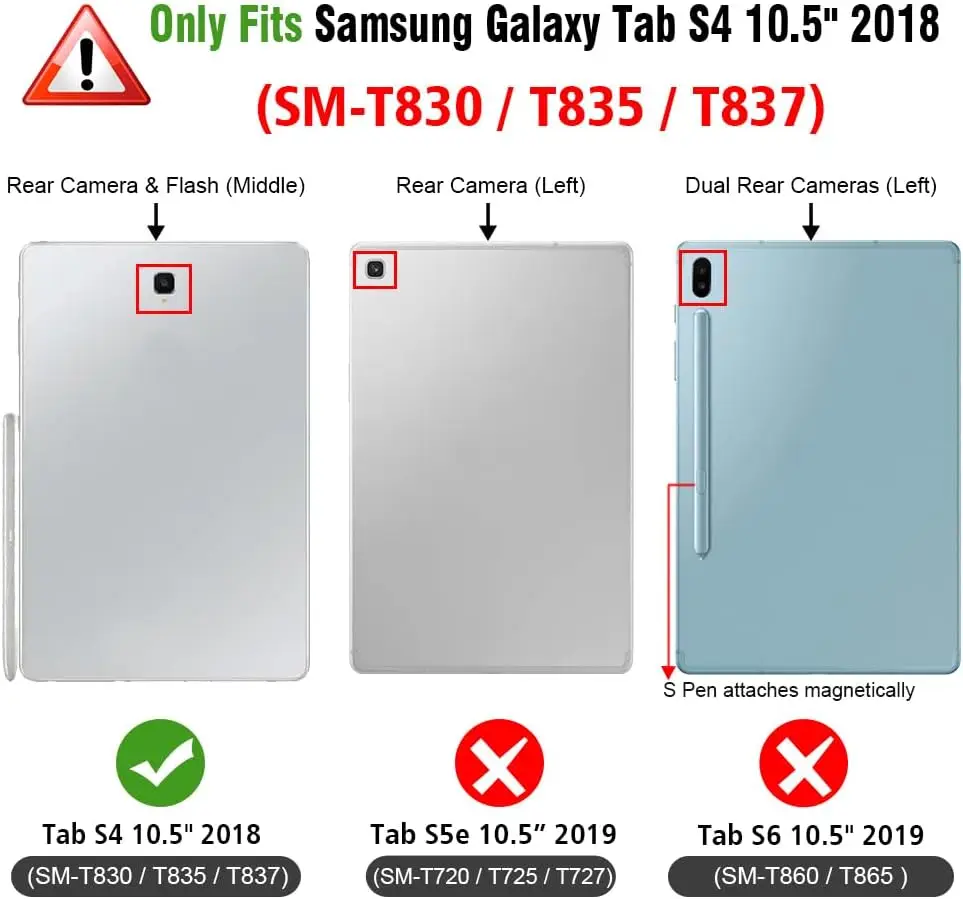 Case for Samsung Galaxy Tab S4 10.5 2018 with, Ultra Thin Tri-Fold Stand Cover with Auto Sleep/Wake