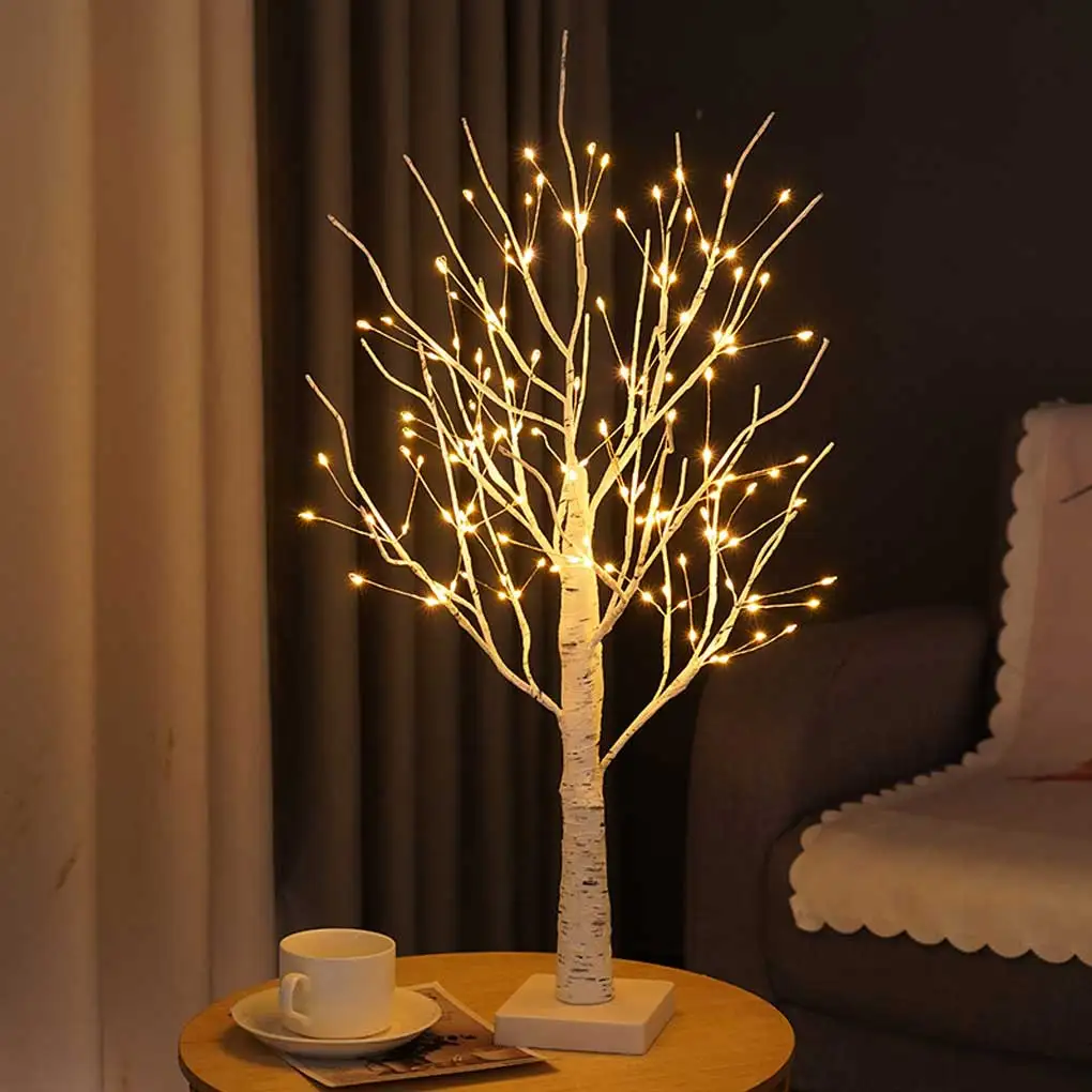 Lumière de branche plonger oyante de bouleau pour la décoration de fête de mariage et de Noël, lumière de nuit de 24/144 LED, adaptée à la maison, à