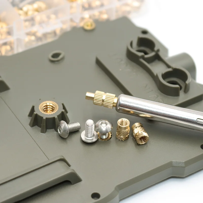Brass Heat Set Insert Nut Bolt Kit Thread Embedment Copper Nuts and 304 Stainless Steel Hex Socket Screw Hot Melt M2 M2.5 M3 M4