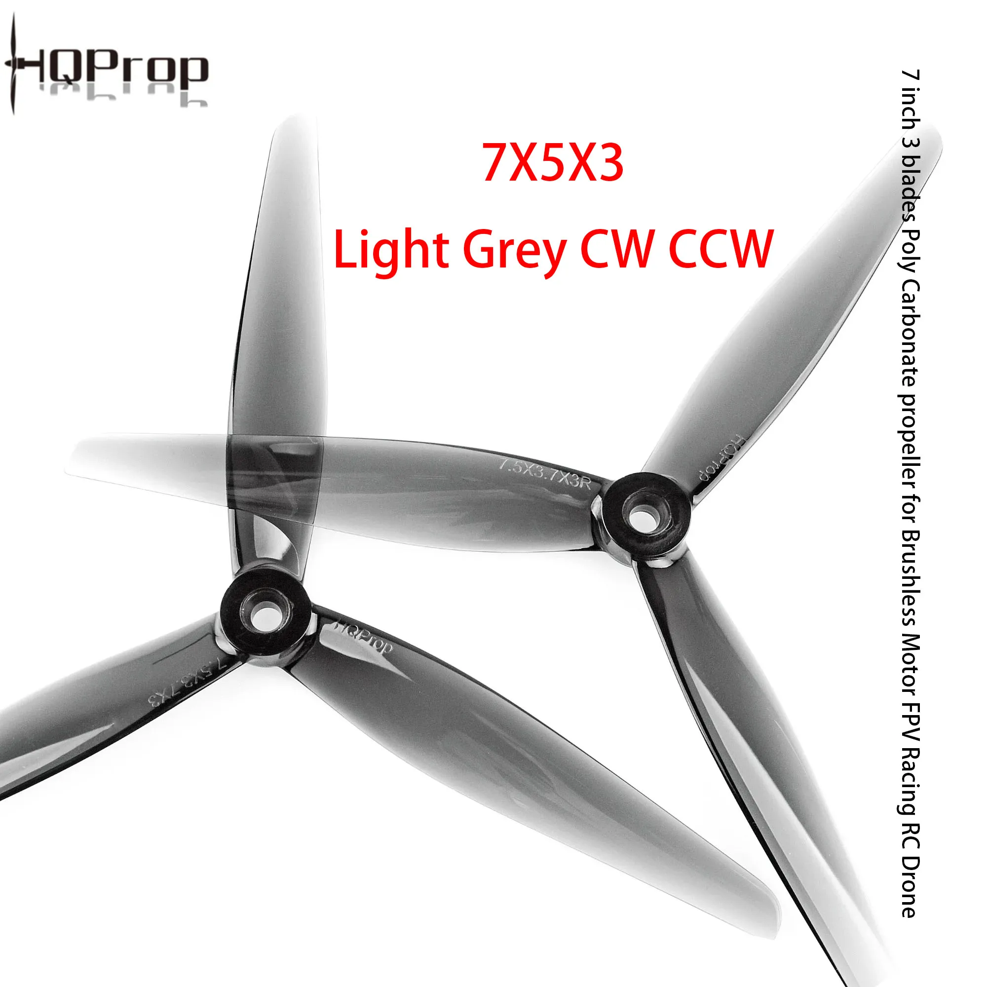HQProp J75 7X5X3 Light Grey CW CCW 7 inch 3 blades Poly Carbonate propeller for Brushless Motor FPV Racing RC Drone