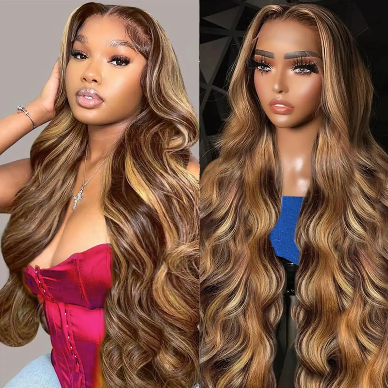 Body Wave Ombre Highlight Lace Frontal Wig 13x4 13x6 Hd Lace Front Wig Human Hair Pre Plucked Highlight Body Wave Human Hair Wig