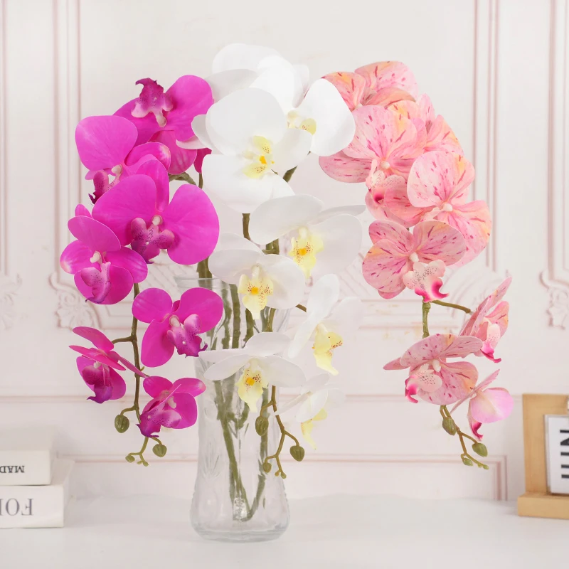 9Heads 100cm Artificial Butterfly Orchid Flowers Real Touch Moth Orchids Fake Flower for Wedding Festival Party Home Decoration