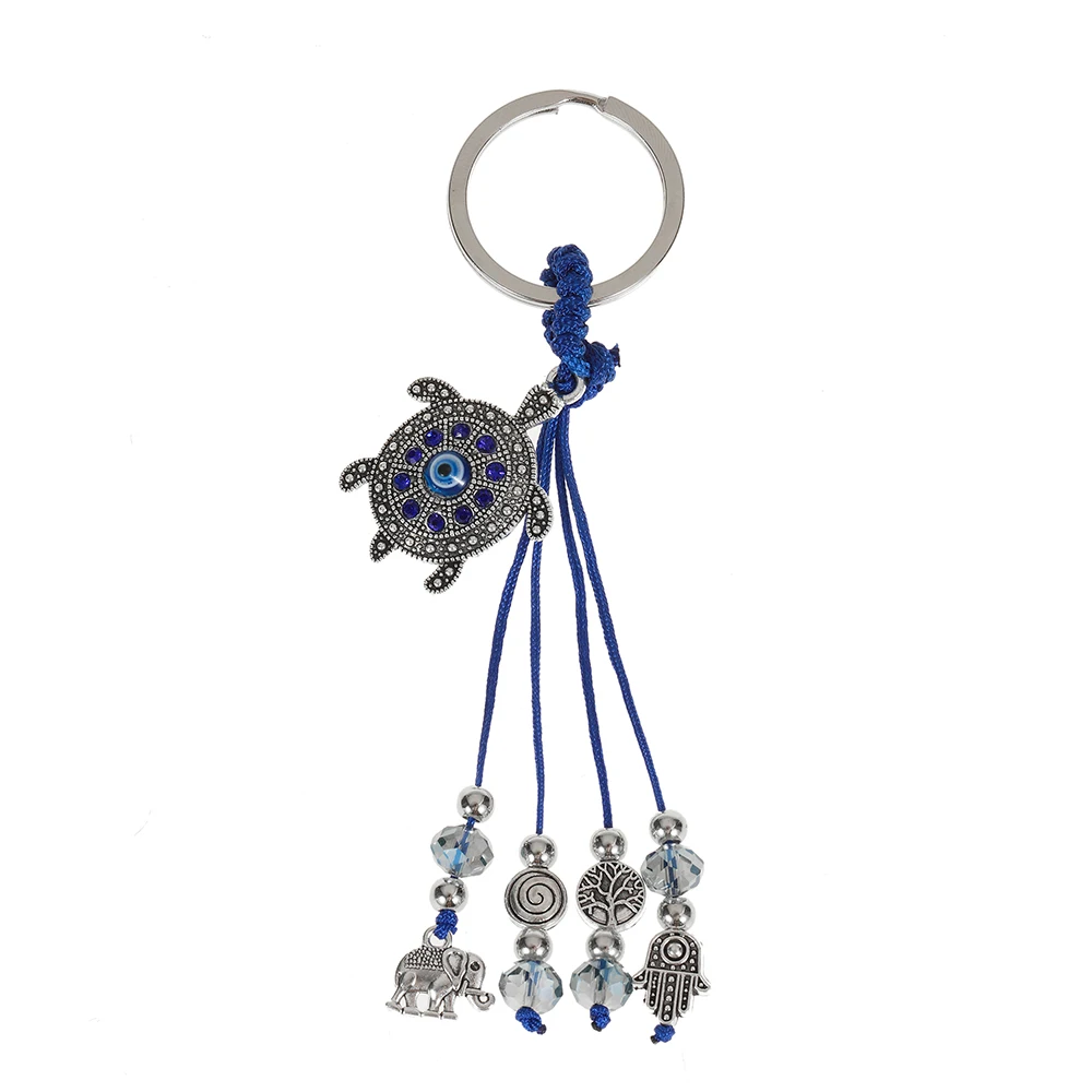 سلسلة مفاتيح على شكل سلحفاة شريرة ، نمط ملون ، حلقة مفاتيح سيارة بحبل من الشر اليوناني #6