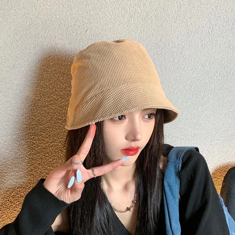 New fashionable knitted basin hat solid color versatile and face-enhancing fisherman small bucket for women