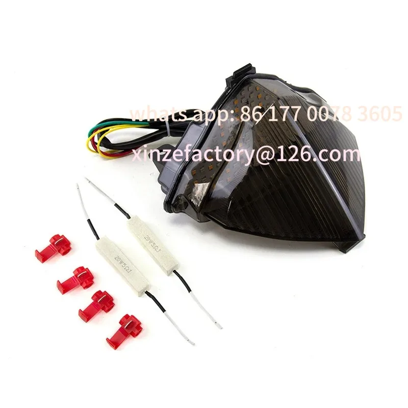 تخصيص دراجة نارية LED الفرامل الضوء الخلفي الدخان بدوره إشارات لمبة خلفية وقف الضوء الخلفي #4