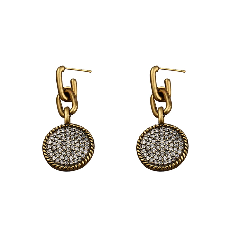 

French new retro court high-end earrings temperament earrings medium antique temperament