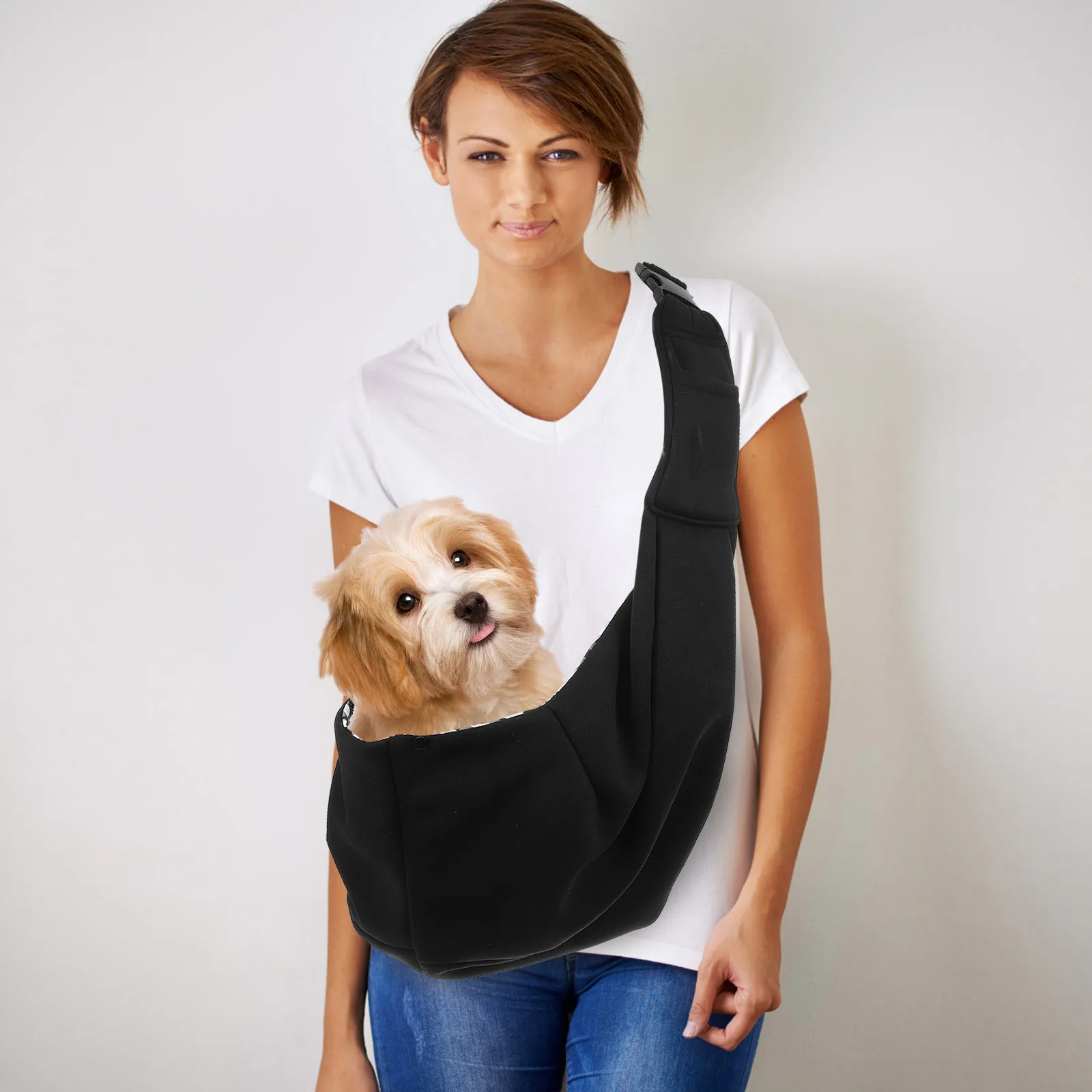 

Large Capacity Single Shoulder Pet Backpack Travel Dog Carrier Sling Adjustable Openings Cat Carrier Pouch for Small Dogs