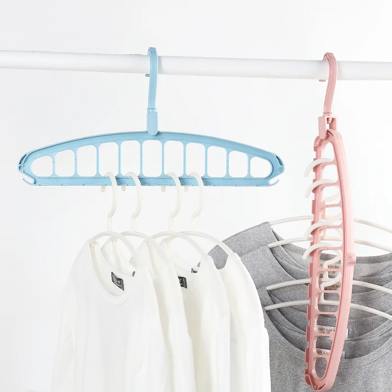 11 Hole Organizer Clothes Hanger Magic Plastic Folding Space Saving Clothes Wardrobe Storage Multifunction Rotate Drying Rack