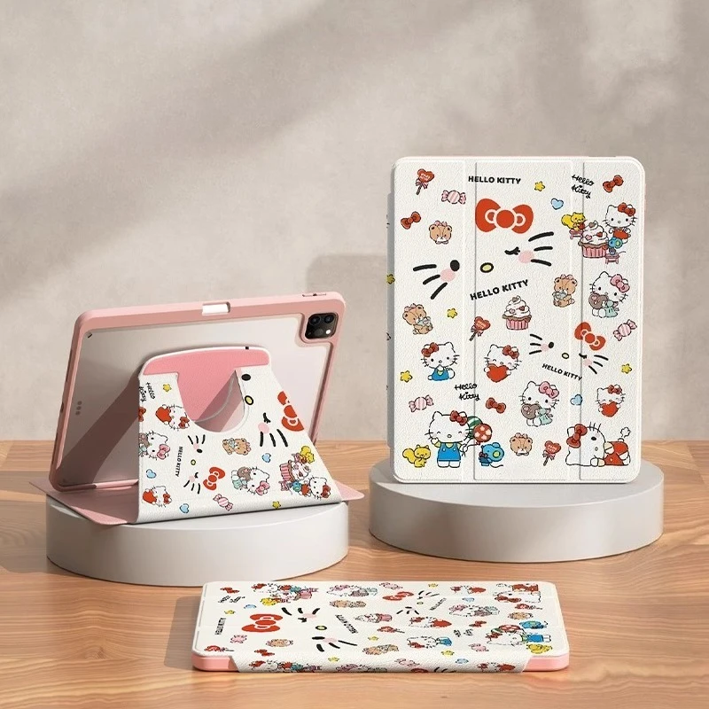 

Sanrio Hello Kitty For iPad Case IPad A16 Pro 3 4 5 12.9in Air 3 4 5 M2 M3 Protective Case Funda ipad 10th 11th Gen Tablet Cover