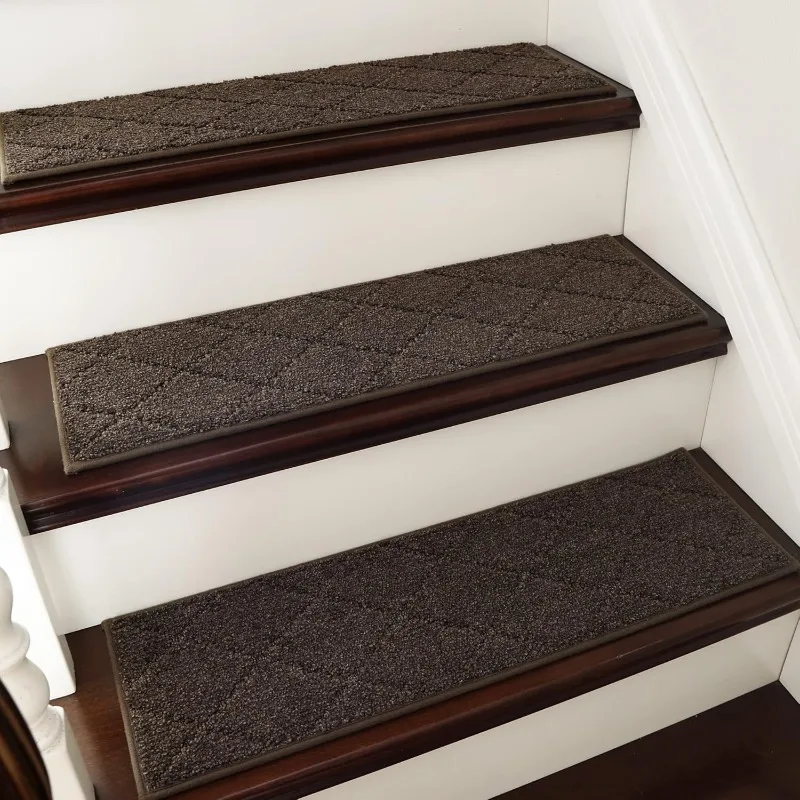 

Edging Stair Treads Non-Slip Carpet Mat 28inX9in Indoor Stair Runners, 100% Polyester TPE Backing (15pc)