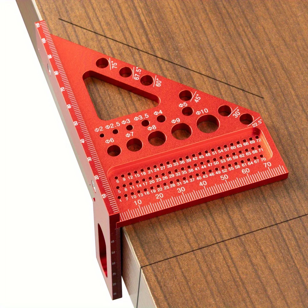 High-Precision Woodworking Square with Dowel Pins - Multi-Angle Scriber & Miter Ruler for Carpenters and Engineers