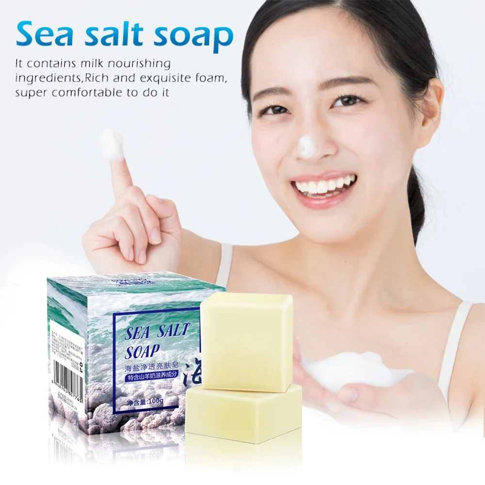 Sea Salt Soap Natural Milk Sea Salt Soap Remove Pimple Pores Acne Treatment Face Care