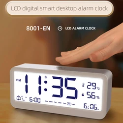 8001-EN Multifunctional Digital Clock LED Brightness Adjustable Temperature Humidity Displaying Alarm Clock with Dual  Modes