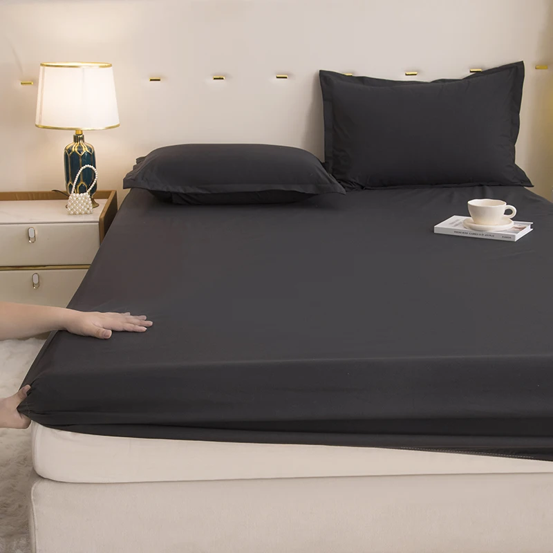 ملاءة سرير مقاومة للماء، غطاء مرتبة ناعم قابل للتنفس، رمادي أسود أبيض أزرق كوين/ملك/توأم/كامل، بدون سادات #2