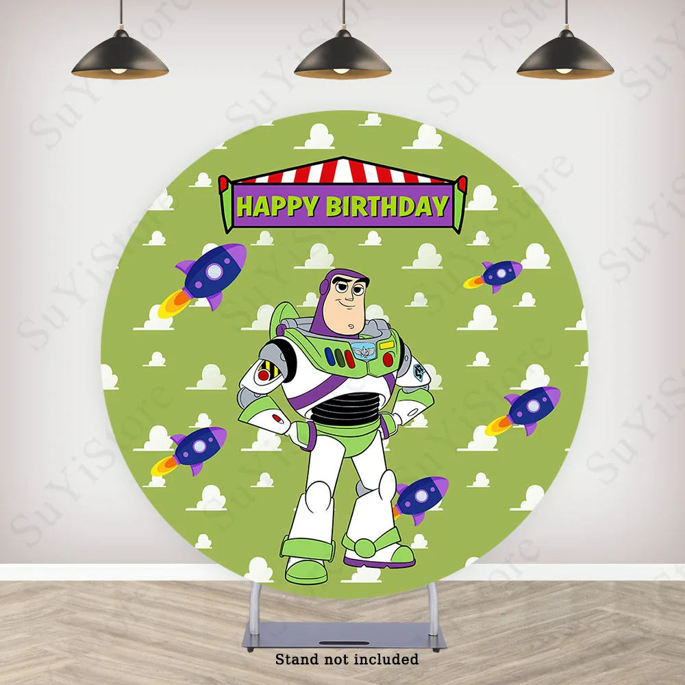 Toy Story Round Backdrop Cover Kids Birthday Baby Shower Circle Photography Background Booth Photo Props Banner