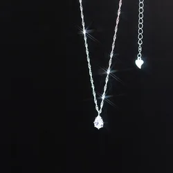 La Monada 47+5.5cm Silver Necklace For Women Fine Silver 925 Jewelry Round Neck Waterdrop Pendant 925 Silver Chains Woman Thin