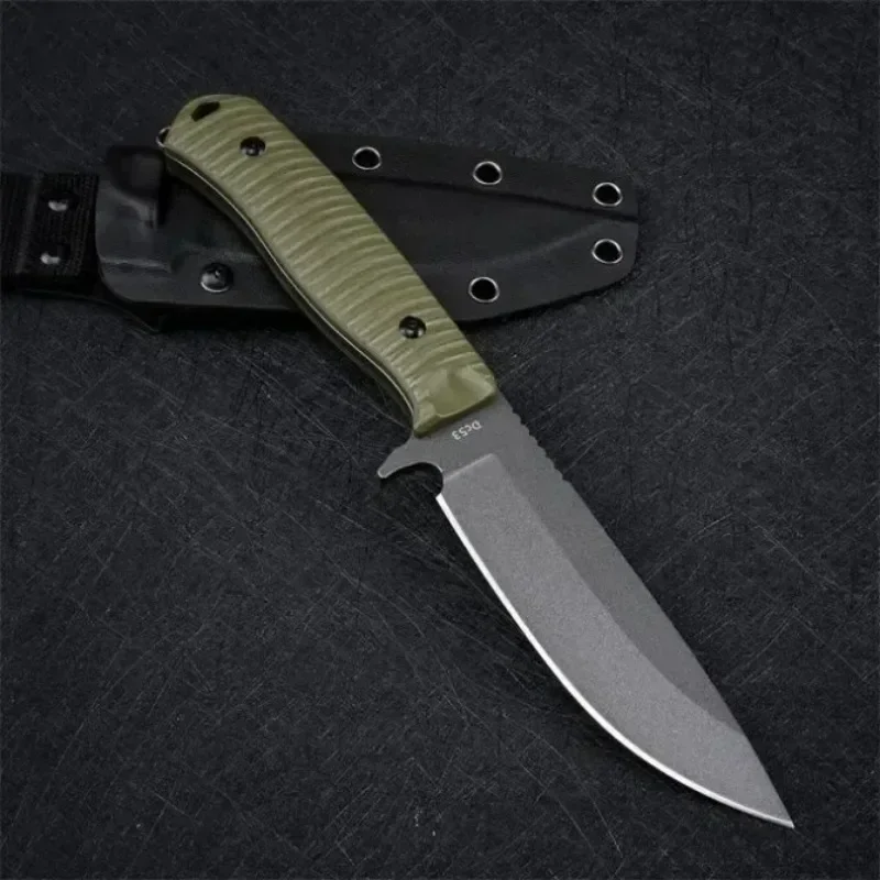 539GY Anonimus Survival Fixed Blade Knife High Hardness Tungsten Drop Point Blade with Green G10 Handle Outdoor Straight Knife