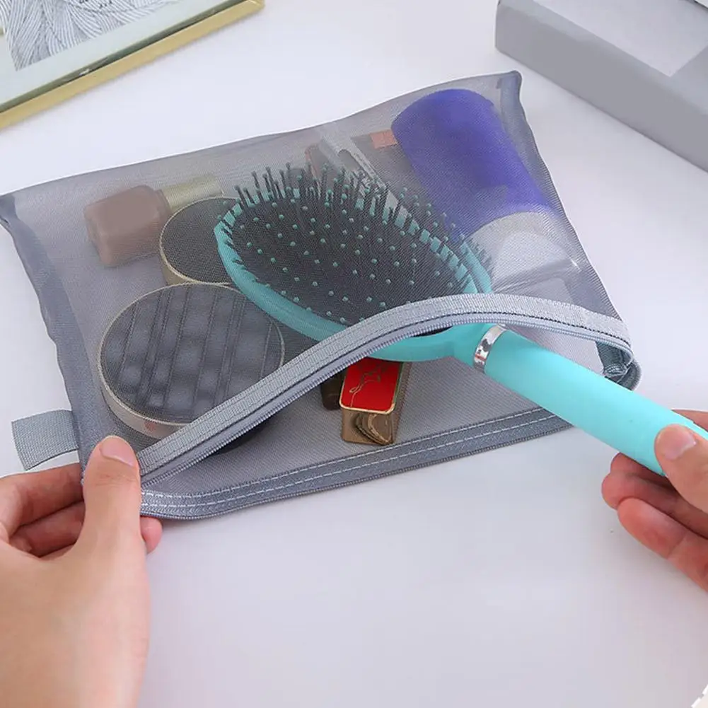 مقلمة شبكية سوداء حقيبة تخزين ذات سعة كبيرة من النايلون بسحاب حقيبة أقلام رصاص للوازم المدرسية المكتبية واللوازم المكتبية