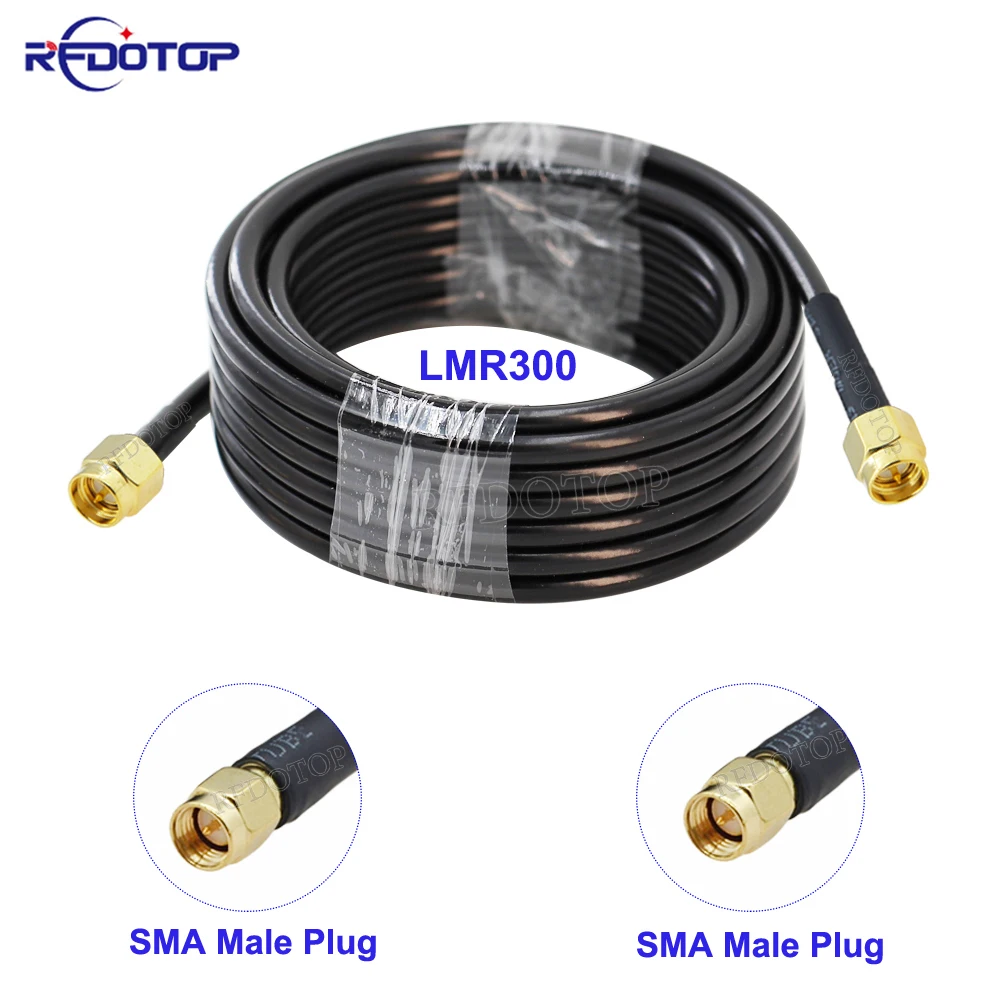 SMA to SMA Male Female Connector Crimp LMR300 Coax Cable 50Ω WiFi Antenna Extension Cord 15CM-30M SMA-SMA-50-5 RF Jumper Pigtail