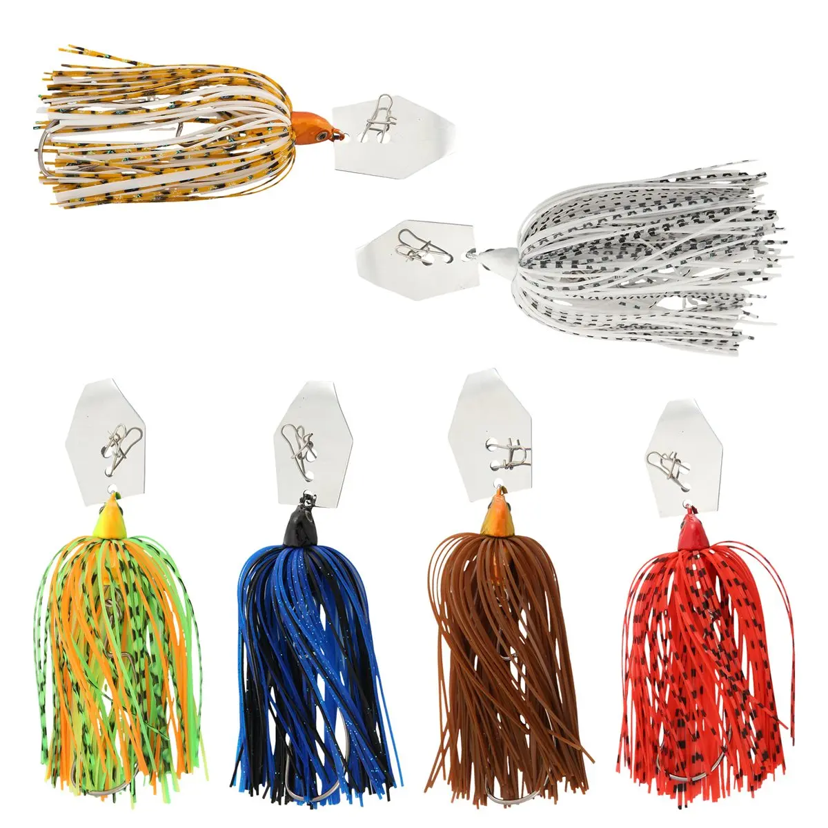 【STOCK】6 Pieces Fishing Lures,Baits Spinner Swim Flipping Bladed Jigs ,Chatter Fish Bait for Salmon Pike Trout Swing Trailers