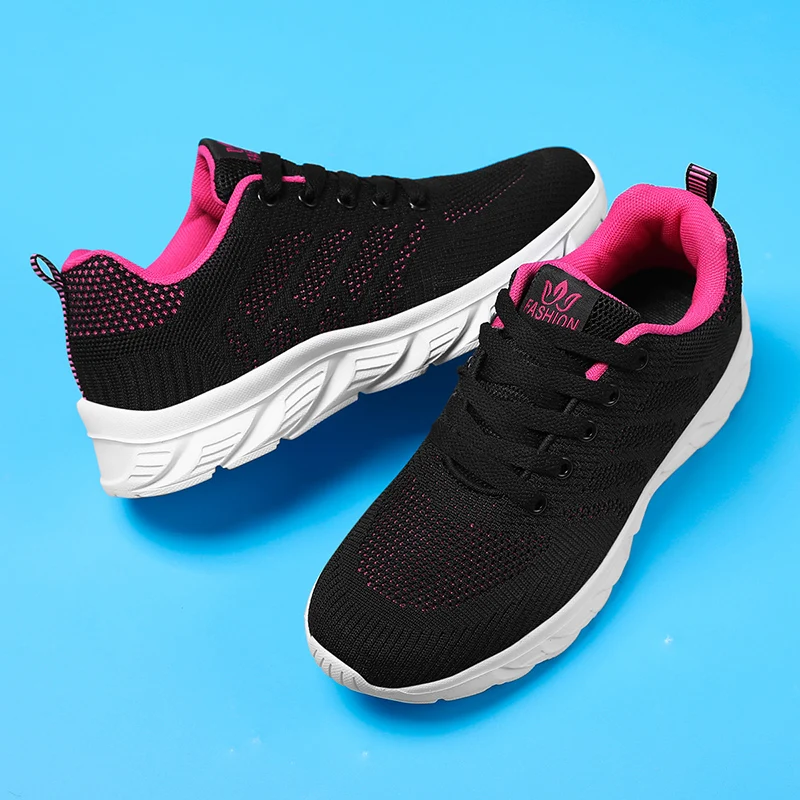 

Black Female Sport Jogging Sneakers Breathable Mesh Girls Athletic Fitness Training Shoes Summer Autumn Women Run Shoes