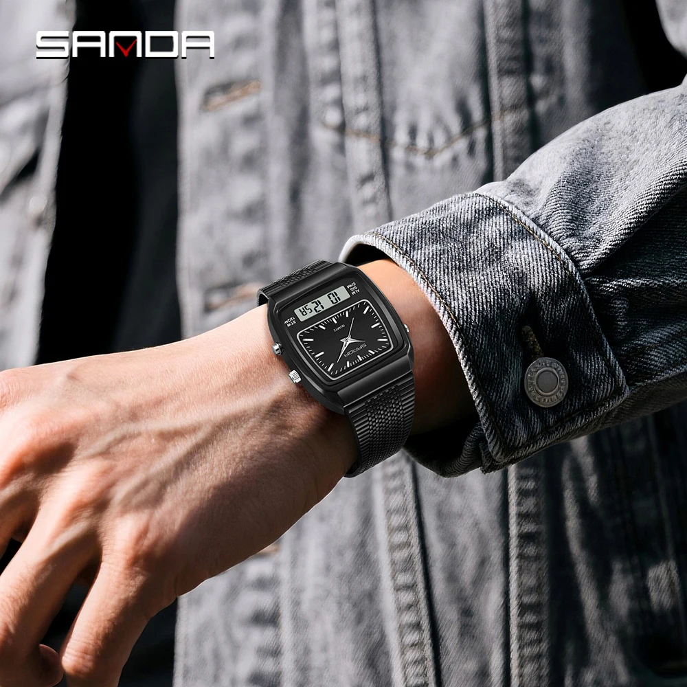 SANDA 3393 Men's Electronic Quartz Watch Fashion Multifunction