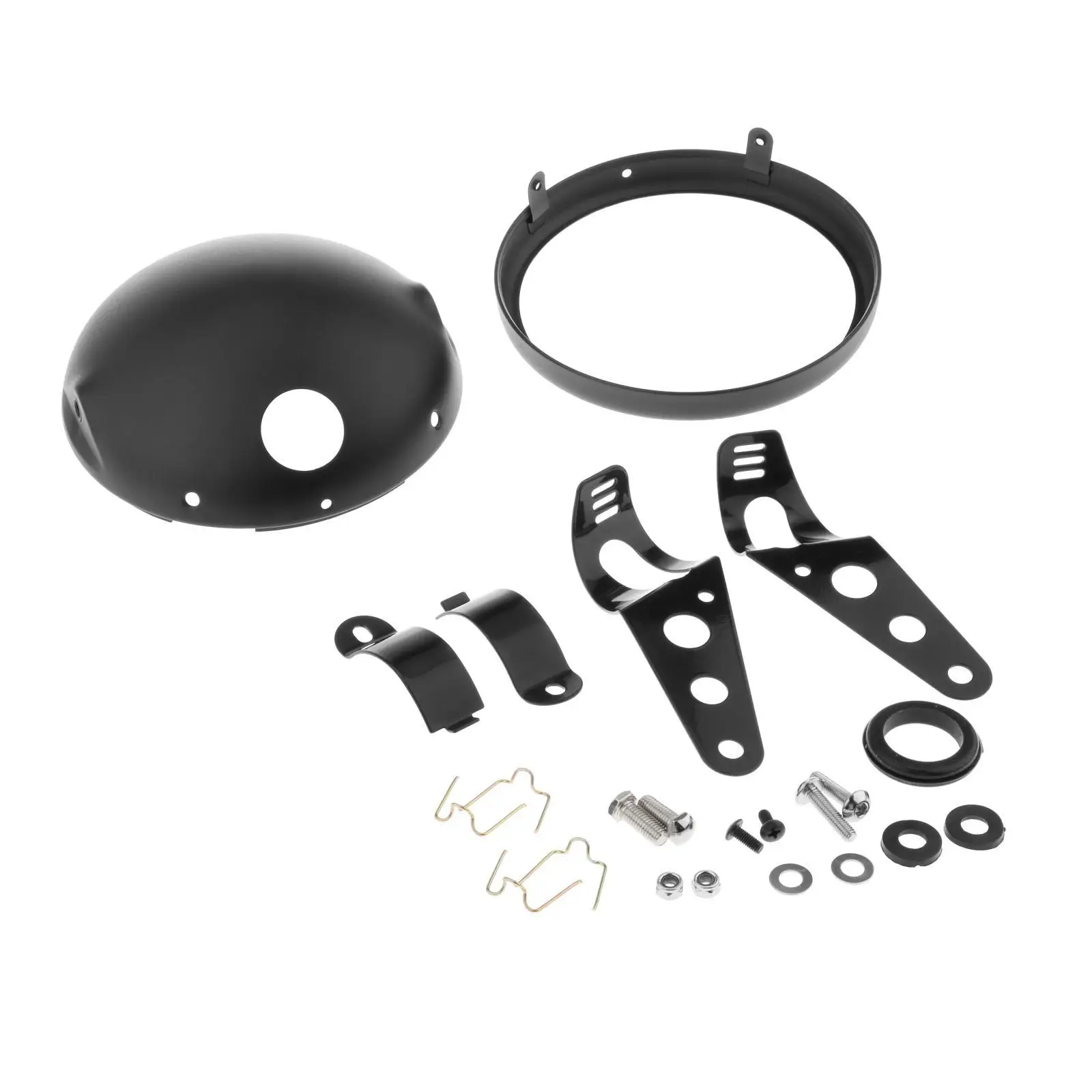 Headlight Housing Holder Bucket Matte Black Metal 7 Inch Replacement for Motorcycle Led Headlights Universal Accessories