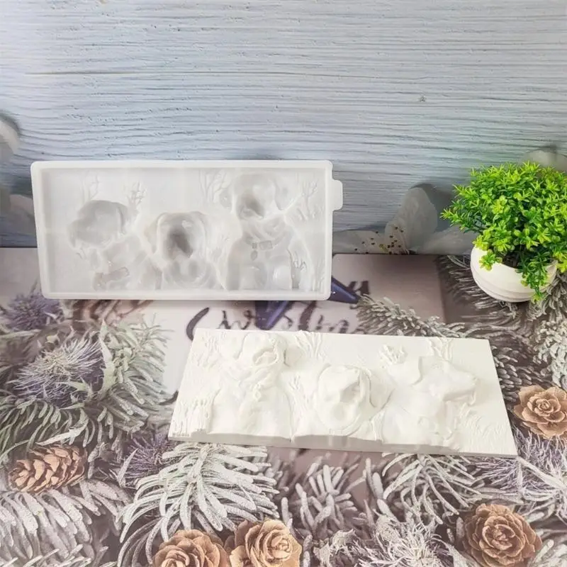 Lovely Three Dogs Silicone Mold for Cement and Plaster Home Wall Decoration