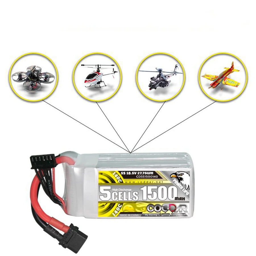 

CD5S1500140 1500MAH 5S 18.5V 140C Model Aerial Drone Rechargeable Lithium Battery Pack