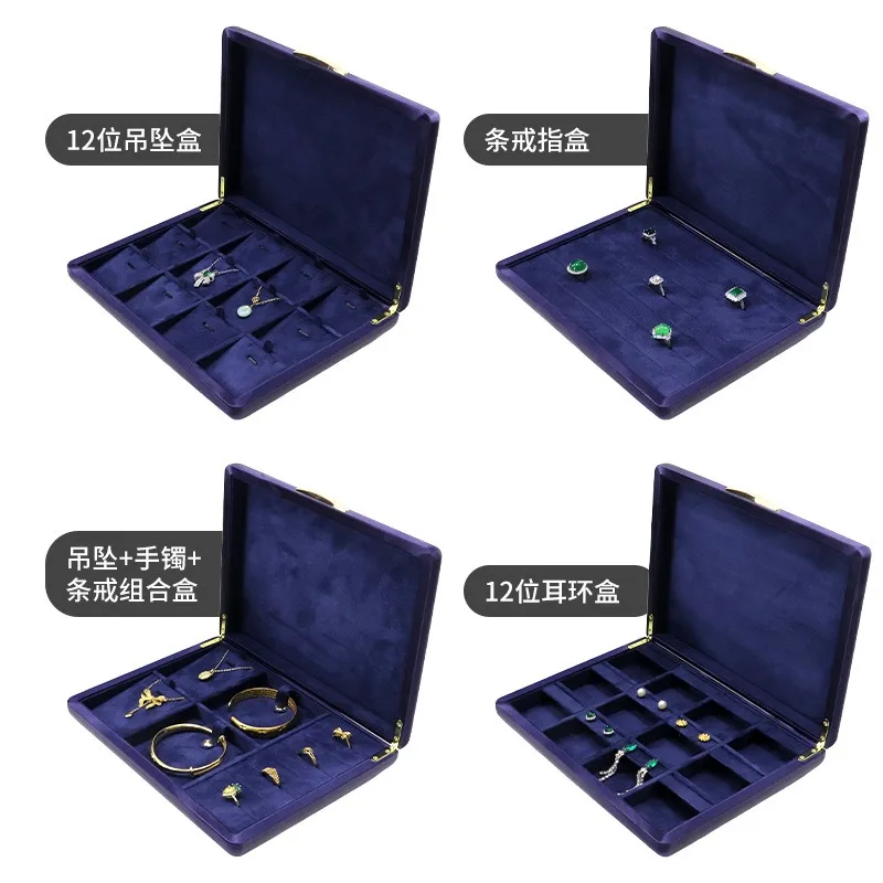 Fashion Velvet  Jewelry Display Tray PU Leather Bracelet Earring Ring Organizer Box for Countertop Showcase Gift for Women