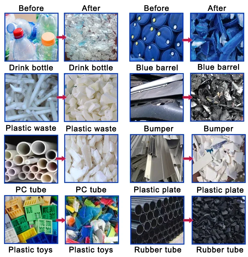 plastic crusher machine price waste plastic bag film pipe pvc pp pe pet bottle plastic crush crusher machine with diesel engine